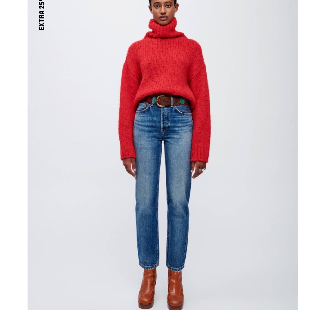 Redone High Rise Stove Pipe Jeans Size 25